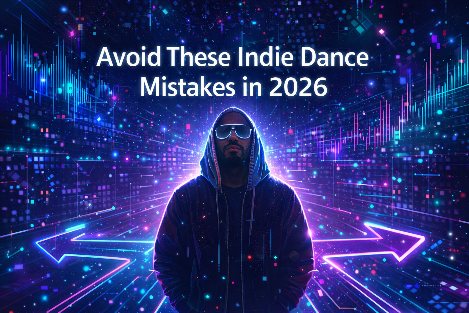 Independent dance artists mistakes in 2026 illustrated with futuristic music visuals
